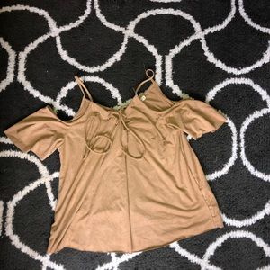 Brown off the shoulder tank top